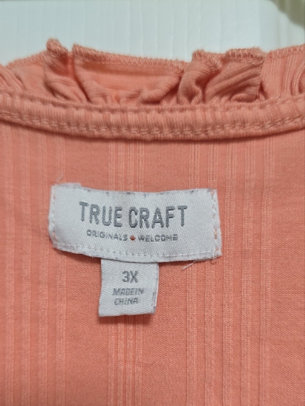 True Craft Coral Pink Ribbed Ruffle-Trim Tank - Picture 2 of 4